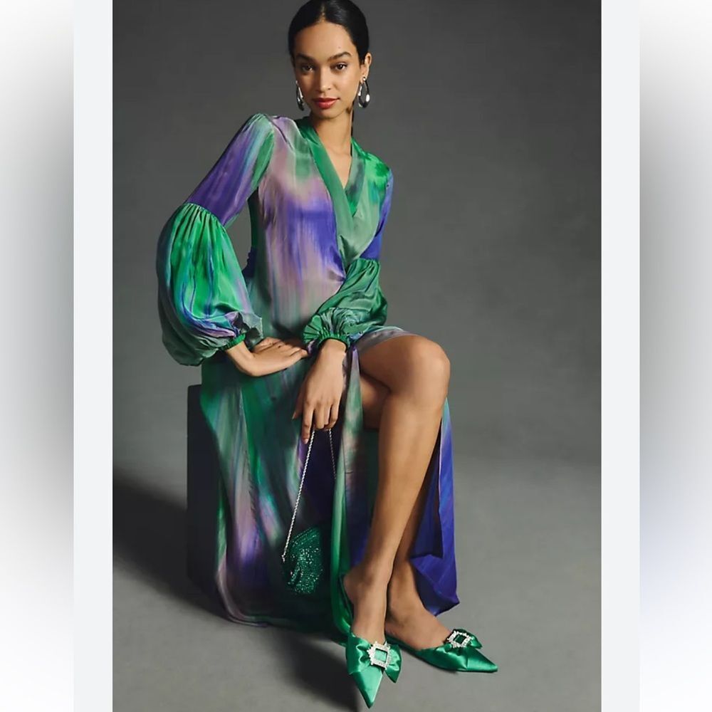 Anthropologie Siddhartha Bansal Long-Sleeve Wrap Dress - Picture 3 of 6